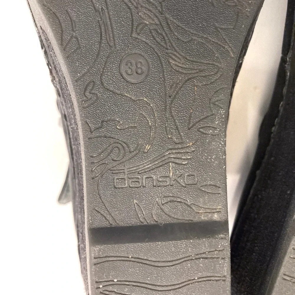 Dansko Sandra Black Nubuck Leather Wedge Heel Mary Jane Womens 7.5 EU38